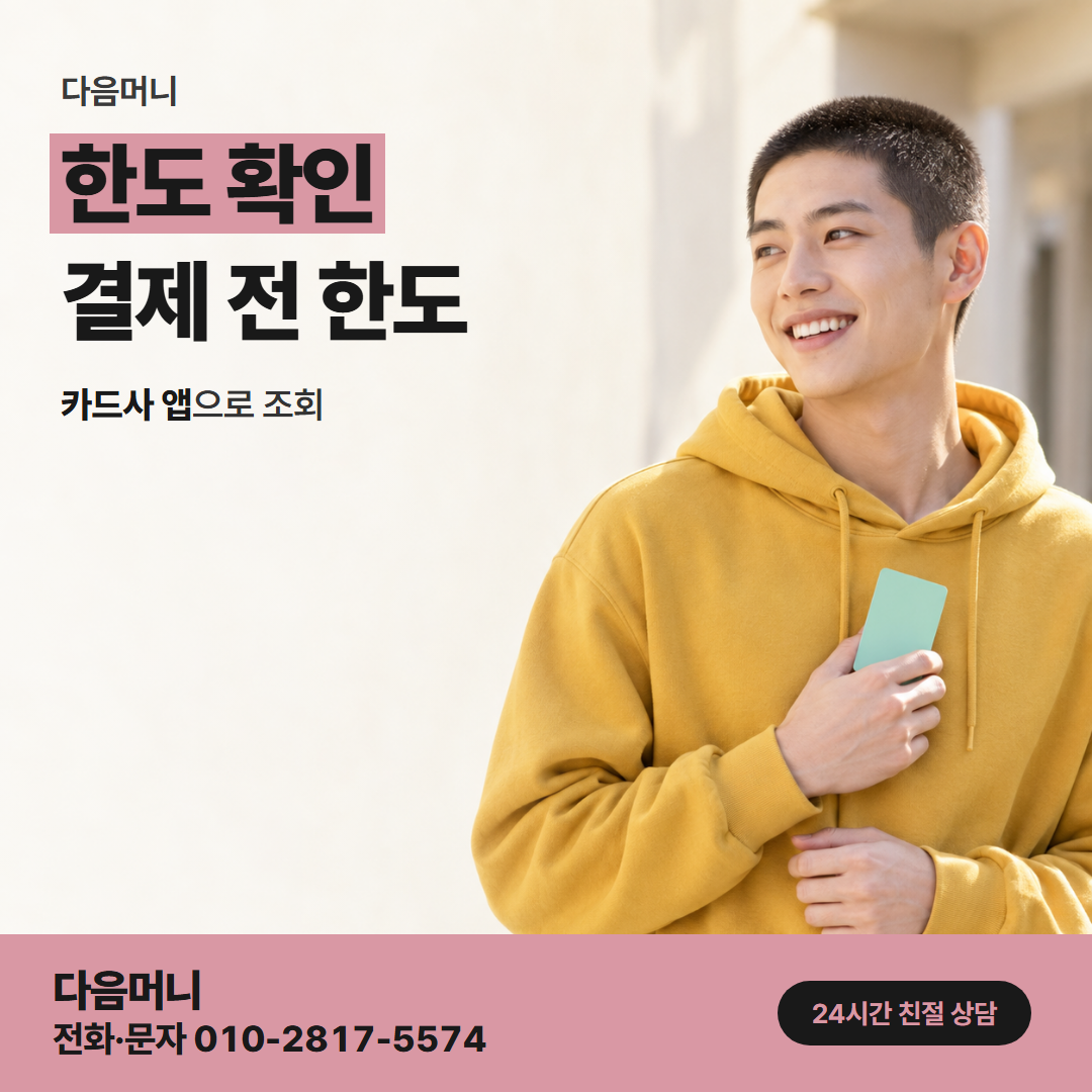 다음머니 해운대카드깡 새로 받은 카드의 남은 한도